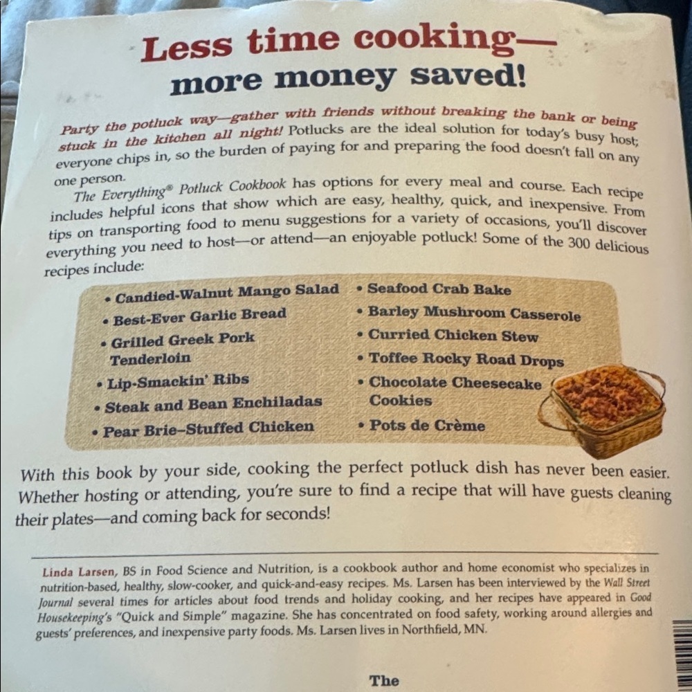 The Everything Potluck Cookbook GUC 300 Recipes Linda Larsen - Picture 3 of 8